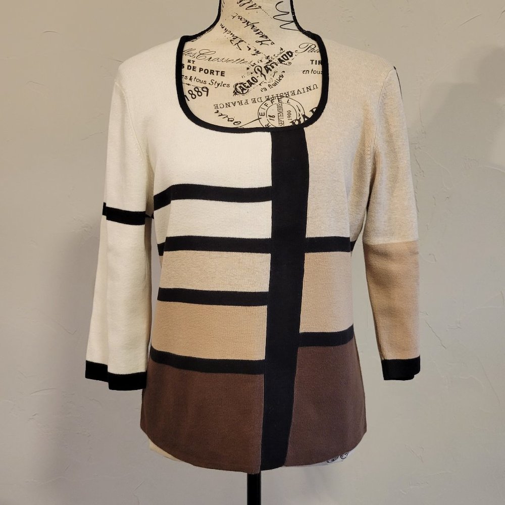 Ambra colorblocked mid length sleeve sweater, Large